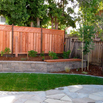 Back yard design for kid's play, observation; and entertaining.