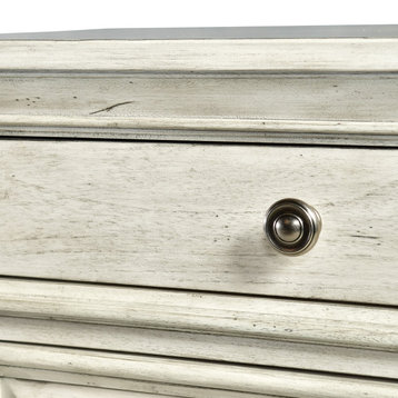Highland Park Nightstand, Distressed Rustic Ivory