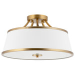 Kira Home - Kira Home Zoey 18" Ceiling Light, White Fabric Shade, Warm Brass - *[CLASSIC MODERN DESIGN] The 3-light semi flush mount light showcases a simple, modern design, featuring a stunning warm brass / gold finish and premium frosted glass diffuser that instantly upgrades your kitchen or hallway. This close to ceiling light's white linen fabric drum shade is framed by beautiful brass rings and emits a bright glow, making it a prime choice among interior designers and builders