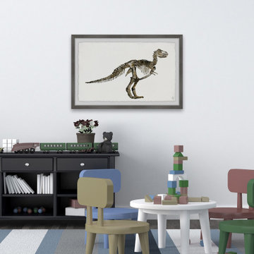 "Dinosaur Skeleton" Framed Painting Print