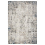 Nourison - Calvin Klein CK022 Infinity 4' x 6' Ivory Grey Modern Indoor Area Rug - Inspired by decorative tile, this abstract rug from the Calvin Klein Infinity collection is a versatile foundation for modern decor. The geometric pattern, presented in neutral ivory, grey, and blue, is finished with an artful fade. Machine-made for lasting style from softly textured, easy-clean fibers.