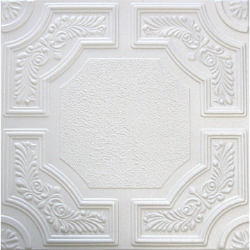 19.6"x19.6" Styrofoam Glue Up Ceiling Tiles, R28, Plain White