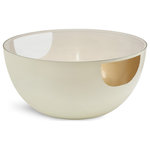 Meridian Furniture - Doma Coffee Table, Cream / Brushed Gold - Make an instant statement when you add this Doma coffee table to your living room or family room. Its bowl-like shape draws the eye right away, making it a focal point wherever you choose to use it. Metal construction ensures long-lived beauty and performance of this cream table while a brushed gold interior adds to its overall modern look. The glass top is sleek, beautiful, and easy to clean.