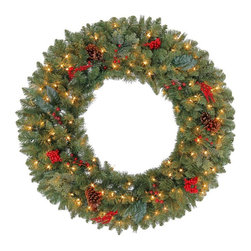36 in. Pre-Lit Winslow Fir Artificial Christmas Wreath - Christmas Trees