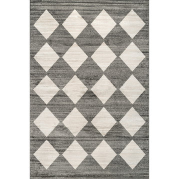 nuLOOM Gianna Contemporary Geometric Checker Tile Area Rug, Grey 8' x 10'