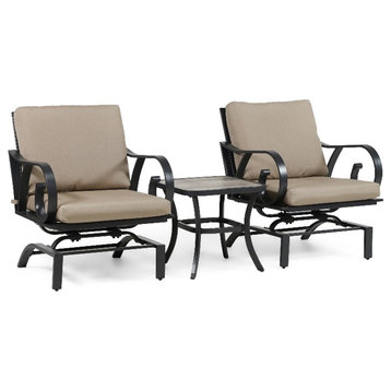 Furniture of America 3-Piece Metal & Polyester Fabric Bistro Set in Black/Brown