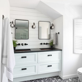 75 Beautiful Bath With White Cabinets And Black Countertops