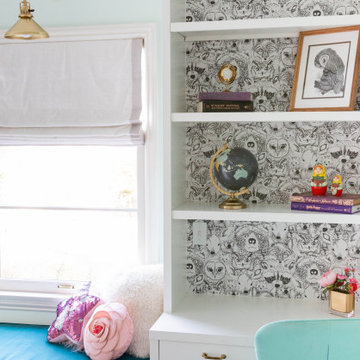 Custom Built-ins with a Whimsical Wall Covering