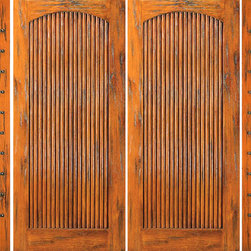 Prehung Double Door With Two Sidelights, Exterior, Knotty Alder - Front Doors