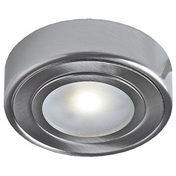 1.5W LED Puck With Surface Mount Adapter included, Satin Nickel