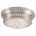 Livex Lighting - Livex Lighting 73053-91 Berwick - Three Light Flush Mount - The classic simple design of this bronze flush mouBerwick Three Light  Brushed Nickel Clear *UL Approved: YES Energy Star Qualified: n/a ADA Certified: n/a  *Number of Lights: Lamp: 3-*Wattage:40w Medium Base bulb(s) *Bulb Included:No *Bulb Type:Medium Base *Finish Type:Brushed Nickel