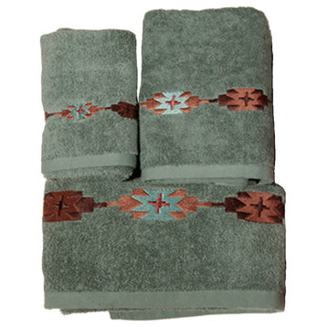 Embroidered Socorro Towel Set, 3 Piece, Turquoise