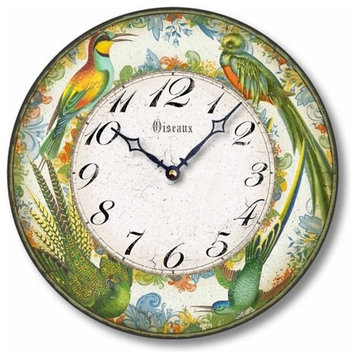 Vintage-Style Exotic Birds Wall Clock