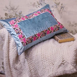 April Showers Blue Velvet Cushion - Decorative Pillows