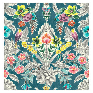 NuWallpaper Teal Summer Love Vinyl Peel And Stick Wallpaper, 216