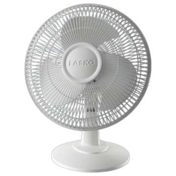 Lasko Oscillating Table Fan, 12", 3 Speed, White