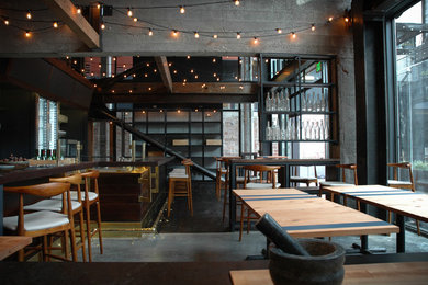 Photo of an industrial home bar in Seattle.