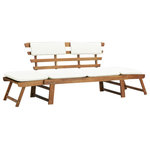 vidaXL - vidaXL Garden Bench With Cushions 2-in-1 74.8 Solid Acacia Wood - vidaXL Garden Bench with Cushions 2-in-1 74.8” Solid Acacia WoodvidaXL Garden Bench with Cushions 2-in-1 74.8” Solid Acacia Wood - 42647, This outdoor wooden sun bed/garden bench combines style and functionality, and will become the focal point of your garden or patio. The sun lounger can be converted from a bench to a day bed and back again quickly and easily thanks to the adjustable sides. The thick, removable back and seat cushions will provide seating and lying comfort. The cushion covers can be easily removed and washed. Our sun bed/garden bench is made of acacia wood, a tropical hardwood, which is weather-resistant, and finished with a light oil coating. Therefore, it is suitable for outdoor use.