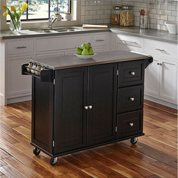 Home Styles Dolly Madison Liberty Kitchen Cart with Stainless Steel Top in Black - Kitchen Islands And Kitchen Carts