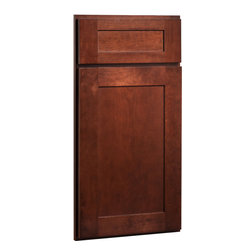 CliqStudios.com - Dayton Cherry Russet Stained Wood Shaker Kitchen Cabinet Sample - Kitchen Cabinetry