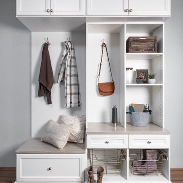 White and Concrete Milan Panel Front Mudroom
