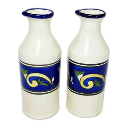 Stoneware Olive Oil Cruet (Set of 2) &ndash; Riya, by Le Souk Ceramique - Products
