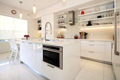Example of a minimalist kitchen design in Miami
