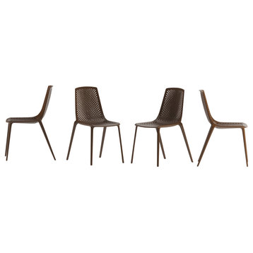 Amazonia Valencia Brown Resin Patio Dining Chairs, Set of 4