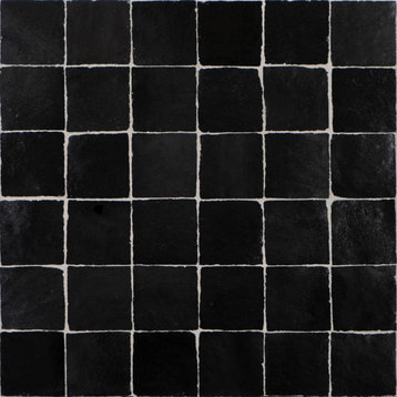 Handmade Mosaic Tile, Black, 12"x12"Panel