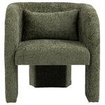 Meridian Furniture - Sawyer Beige Weaved Polyester Fabric Accent Chair, Green, Chenille Fabric - Showcase your upscale taste with this handsome Sawyer chenille fabric accent chair. Upholstered from top to bottom in super-soft green chenille cross-hatched fabric, this beautiful chair has a distinctively modern design that ensures it grabs attention, no matter the angle. A futuristic shape draws all eyes to the chair while the included pillow comforts the back and makes it extra comfortable. A birchwood frame provides sturdiness and resilience, ensuring this chair finds a spot in your home for long-term use.