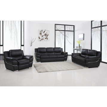 Palmiotto Contemporary Premium Genuine Leather Match 3-Piece Set, Black