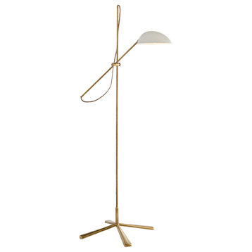 Graphic Floor Lamp in Hand-Rubbed Antique Brass with White