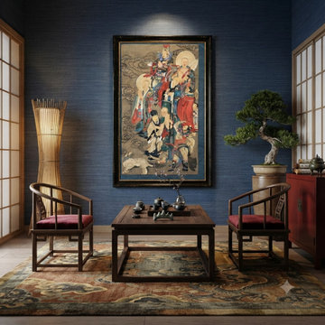 Large Chinese Canvas Art of Part of Sixteen Arhats with Guards Theme cs7163