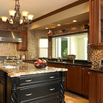 Two Toned Traditional Kitchen Remodel Featuring Granite Countertop