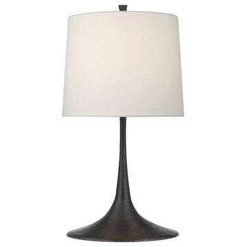 Oscar Medium Sculpted Table Lamp in Aged Iron with Linen Shade