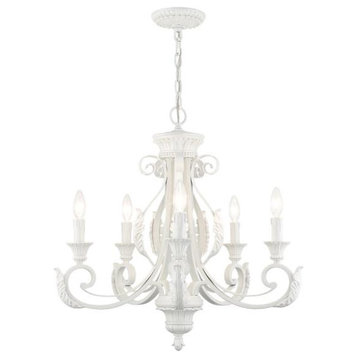 Livex Lighting Valencia, 5 Light Chandelier, Shiny White Finish