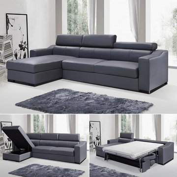 Ritz Sleeper Sectional Sofa in Grey