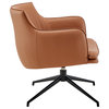 Ronja Swivel Lounge Chair, Cognac Leatherette With Black Steel Base Set of 1