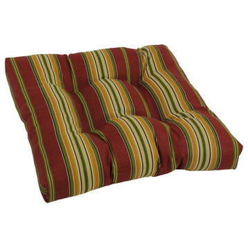 19" Squared Spun Polyester Tufted Dining Chair Cushion, Kingsley Stripe Ruby