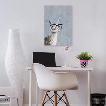 "Smart Llama IV" Painting Print on Wrapped Canvas
