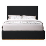 Meridian Furniture - Monaco Boucle Fabric Upholstered Bed, Black, Queen - Give your bedroom a contemporary makeover with this Monaco queen bed from Meridian Furniture. Featuring a solid wood natural wire brush finish and rich black boucle fabric upholstery, this queen-size bed is perfect for any bedroom. Its frame is crafted from rubber wood and is covered with boucle fabric, giving it an elegant touch. Its contemporary design complements existing modern decor. Use this bed as a bold centerpiece for your bedroom, or pair it with matching furniture to complete your bedroom's contemporary look.