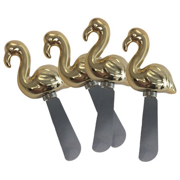 Golden Flamingo Shaped Spreaders Set of 4