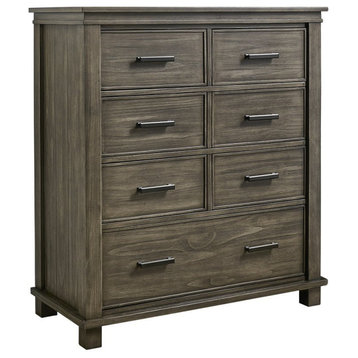 A-America Glacier Point 7 Drawer Solid Wood Tall Chest in Gray Stone