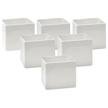 Ceramic Vases, Measures 5" Tall & 5.75" Cube, White - Set of 6