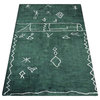 Hand Knotted Loom Silk Mix Area Rug Contemporary Green White