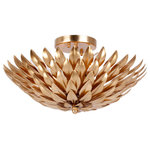 Crystorama - Broche 4 Light Antique Gold Ceiling Mount - Layers of individual wrought iron leaves deliver a stunning, unique, and functional light. The tailored elegance of the shimmering metallic florals are perfect for a transitional home though versatile enough to be incorporated into any modern design. While perfect for a bedroom, living area, or kitchen, it can be used anywhere you want to add a bit of glam. This fixture can also be installed as a statement wall sconce.
