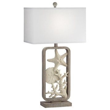 Pacific Coast Lighting White Sands 28.81" Starfish Resin Table Lamp in Gray