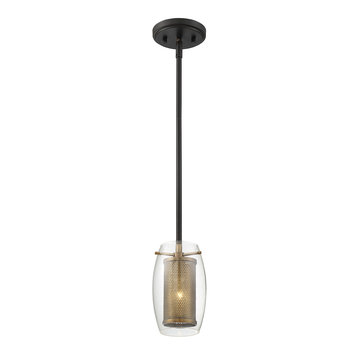 Dunbar by Brian Thomas 1-Light Mini-Pendant in Warm Brass with Bronze Accents