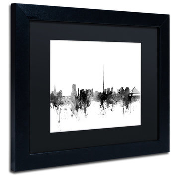 Michael Tompsett 'Dublin Ireland Skyline B&W' Matted Framed Art, 11x14