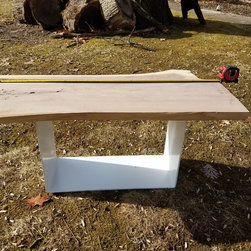 Natural Live Edge Wood Bench with Custom Base - Products